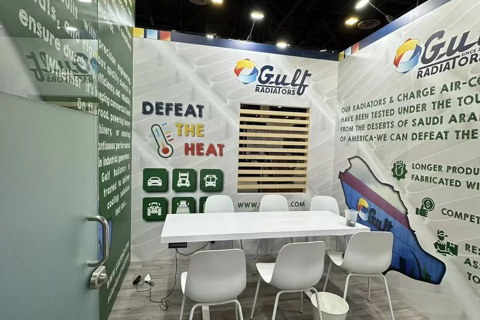 Interior view of the Gulf Radiators booth at AAPEX 2025