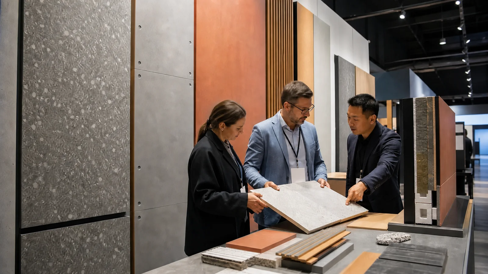 Construction and design materials displayed for professional specifiers