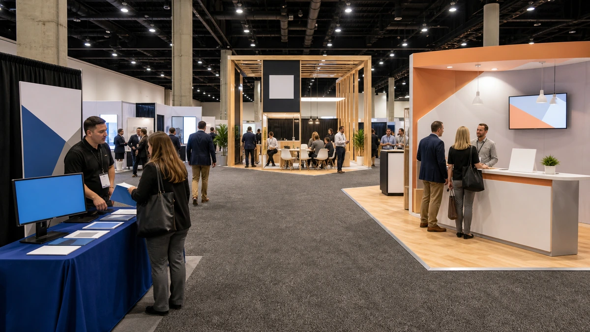 Tabletop, standard inline booth, and larger exhibit formats in one convention hall