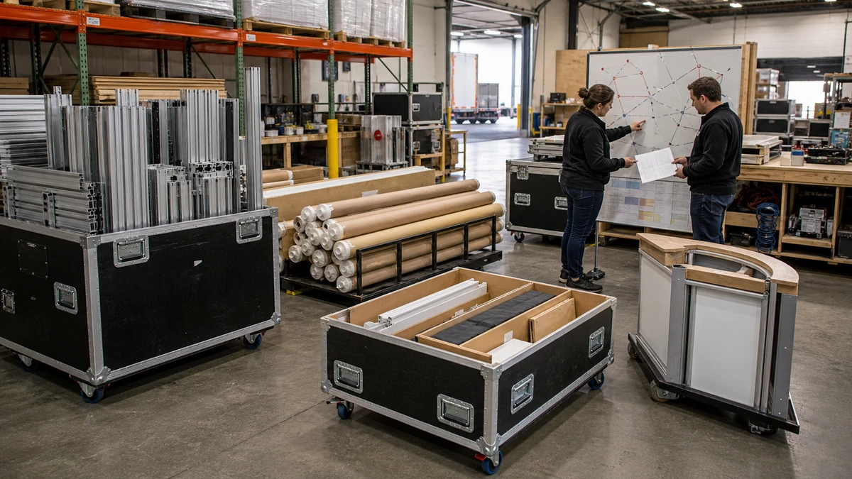Reusable exhibit components, road cases, and logistics planning for a multi-show program