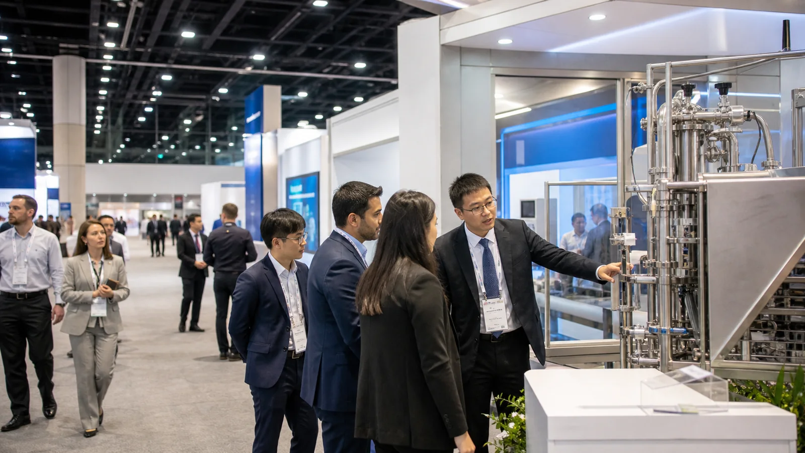 Professionals at a pharmaceutical trade show in the USA