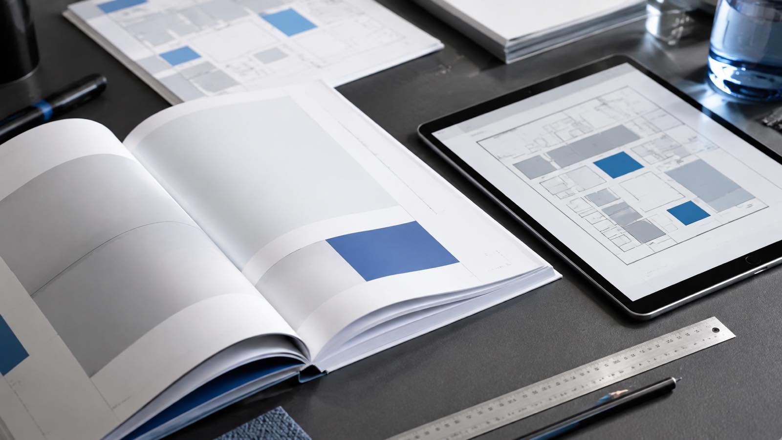 Exhibitor manual and Las Vegas venue floor plan reviewed before booth design
