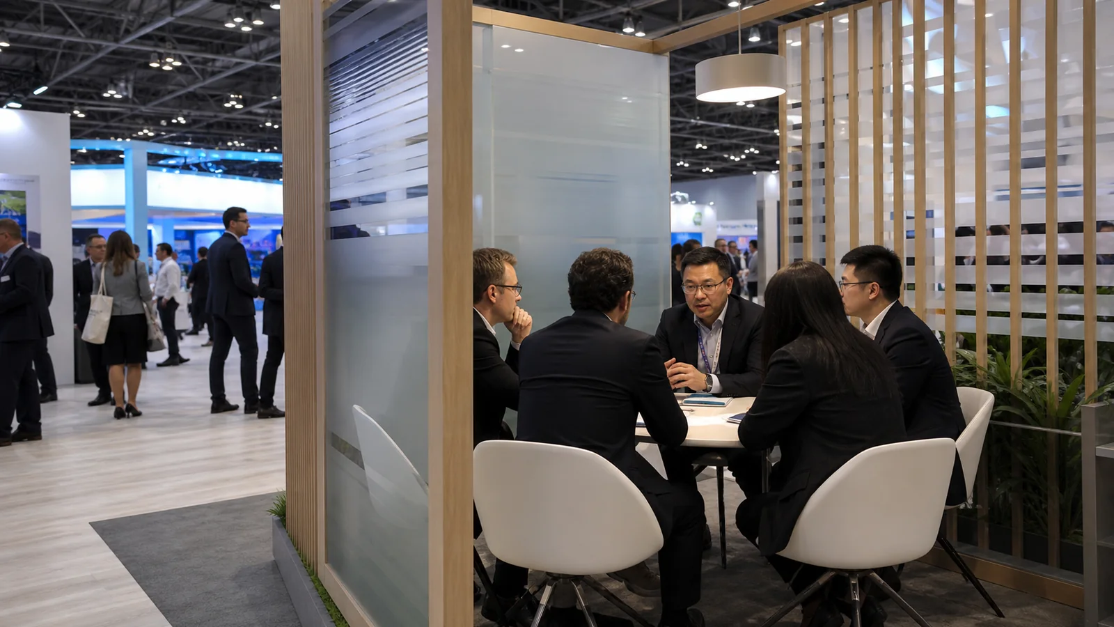 Biotech companies holding partnership meetings at a U.S. pharma event