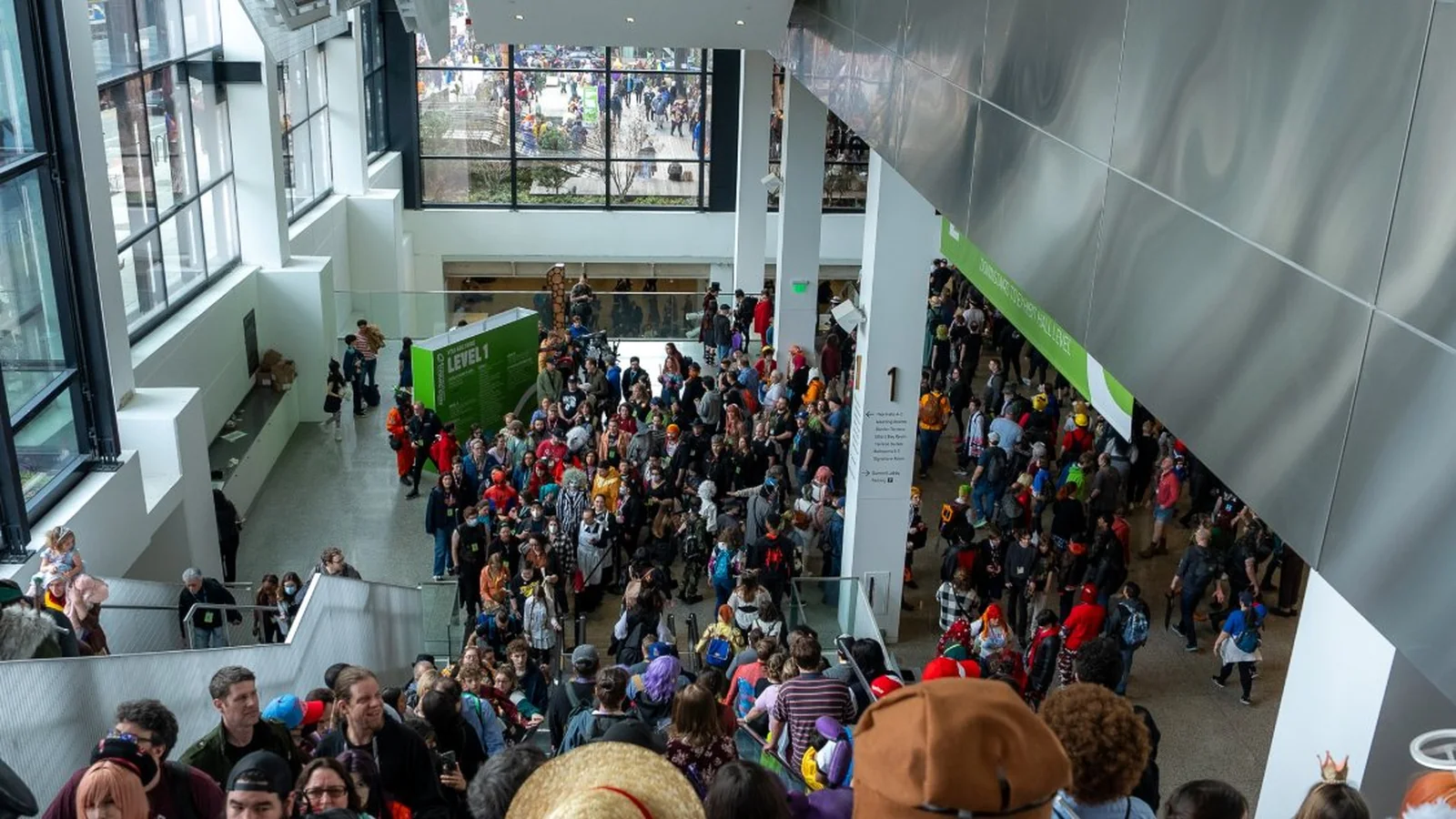 Crowded attendee area at Emerald City Comic Con in Seattle