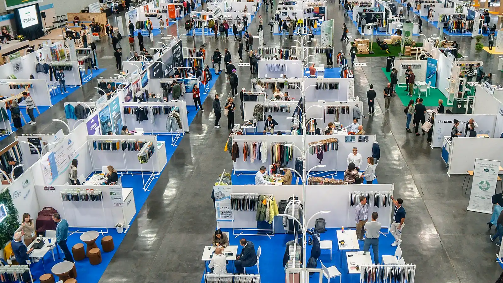 Functional Fabric Fair Portland Spring show floor with textile exhibitors and buyers