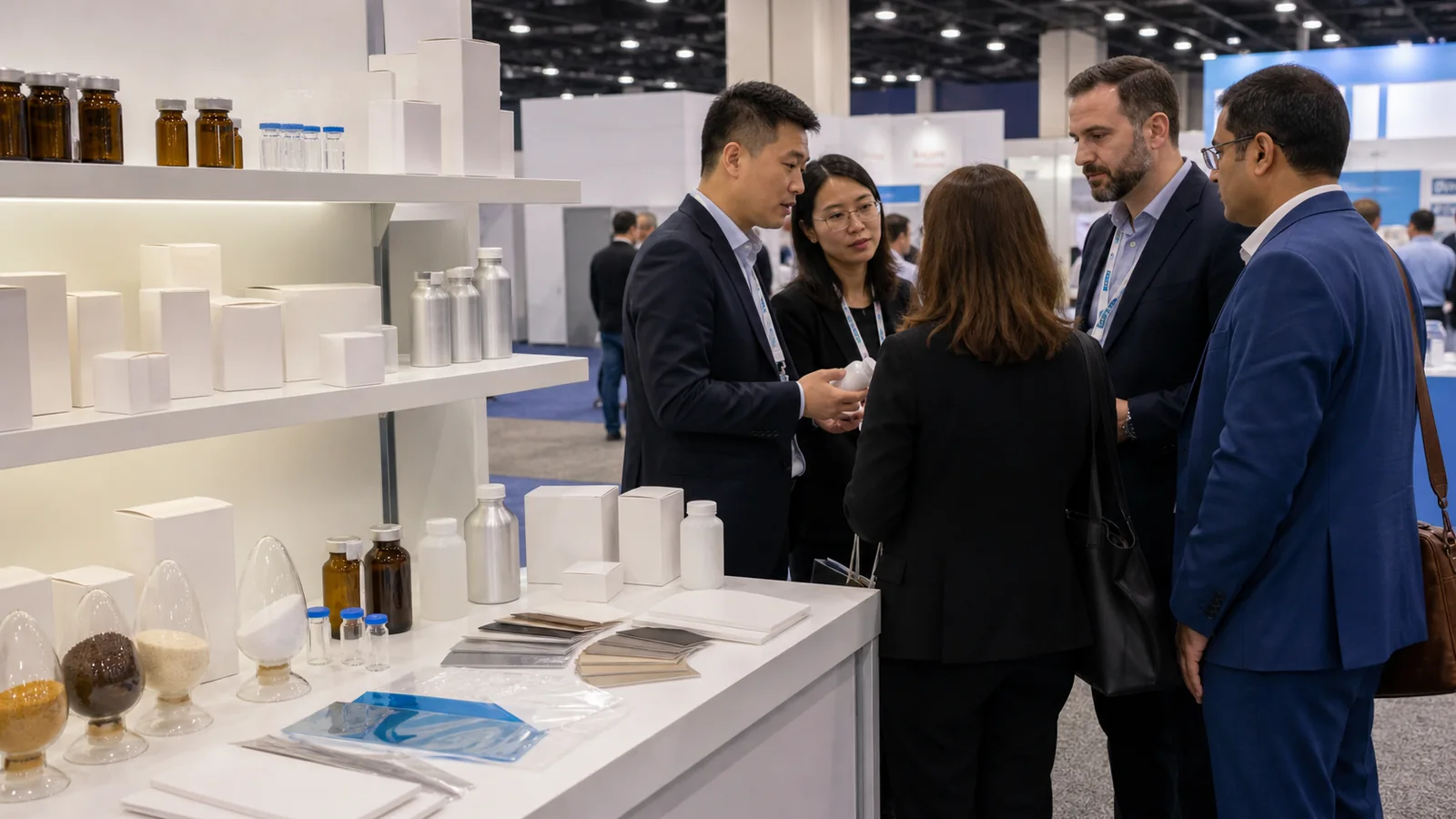 Pharmaceutical supply chain and outsourcing discussion at a U.S. trade show