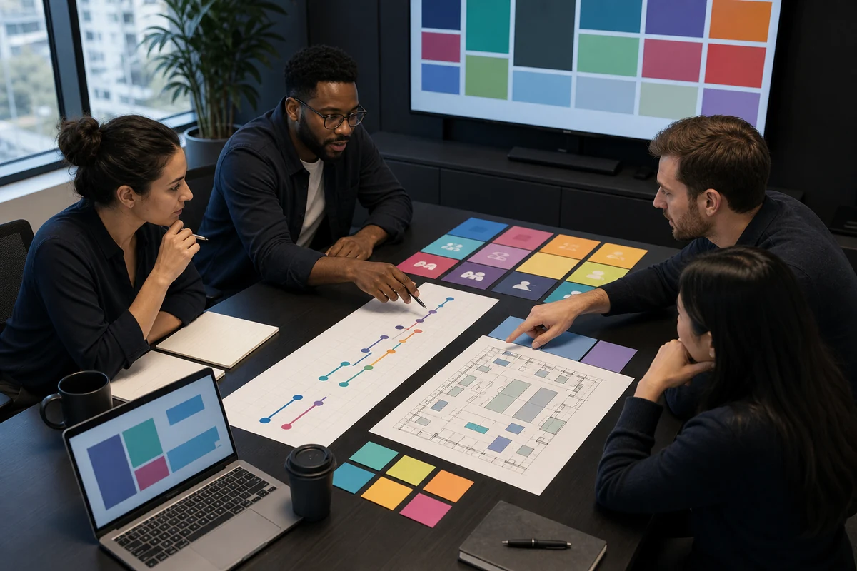 Business team comparing audiences dates and participation routes for U.S. gaming events