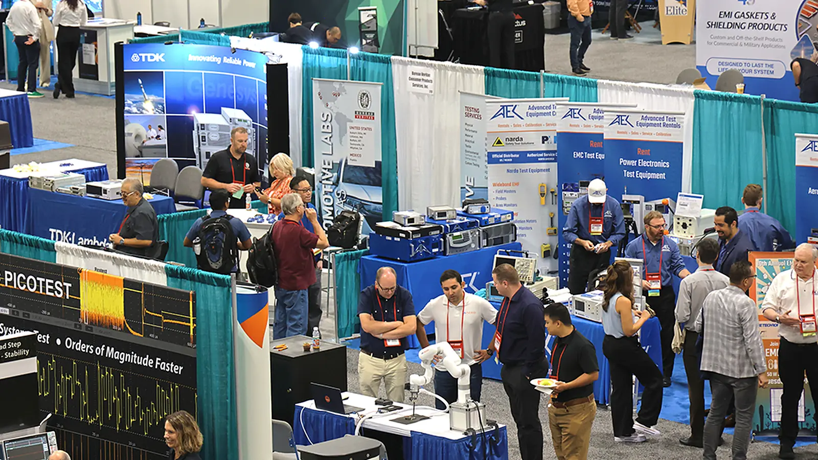 IEEE EMC and SIPI Symposium exhibition hall with engineering exhibitors