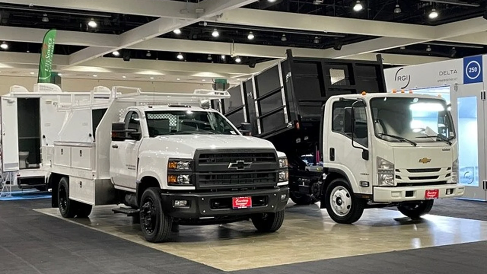 Commercial vehicle booths on the Dallas Build Expo floor