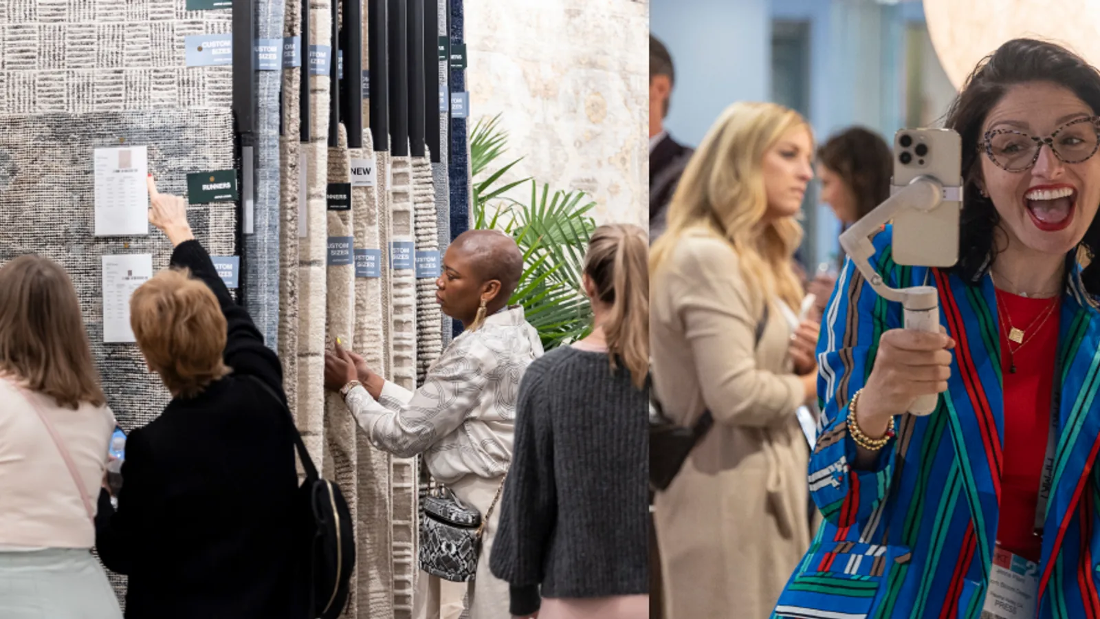 Buyers explore textile and furnishings displays at High Point Market.