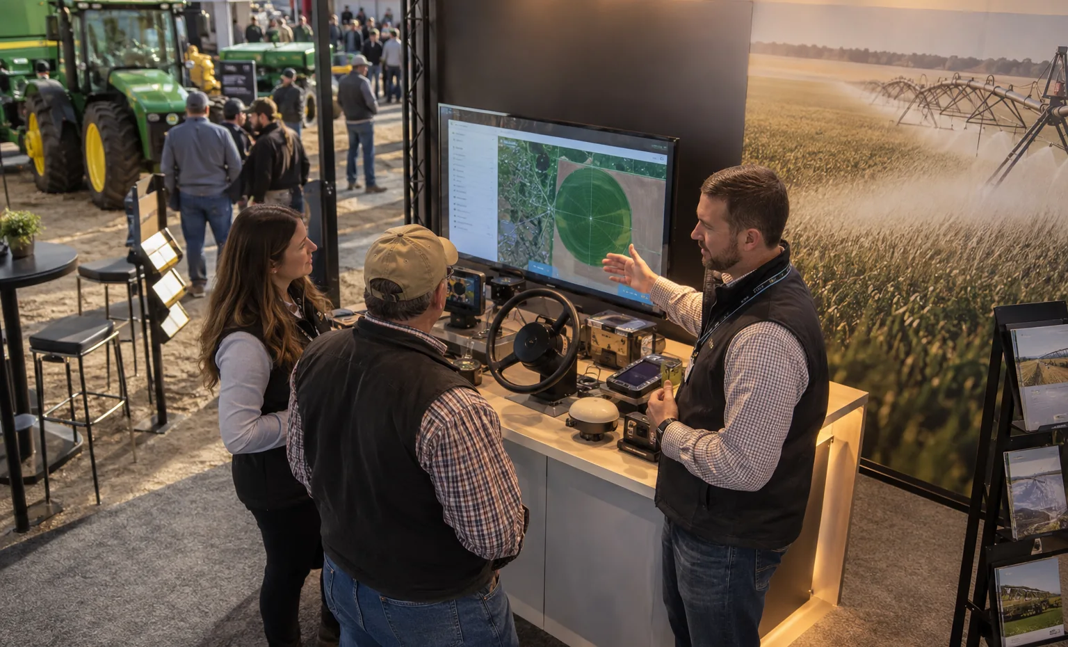 One Site and Product Record from 3D Plan to Packing trade show booth an interactive screen and hardware demonstration with a clear operator position