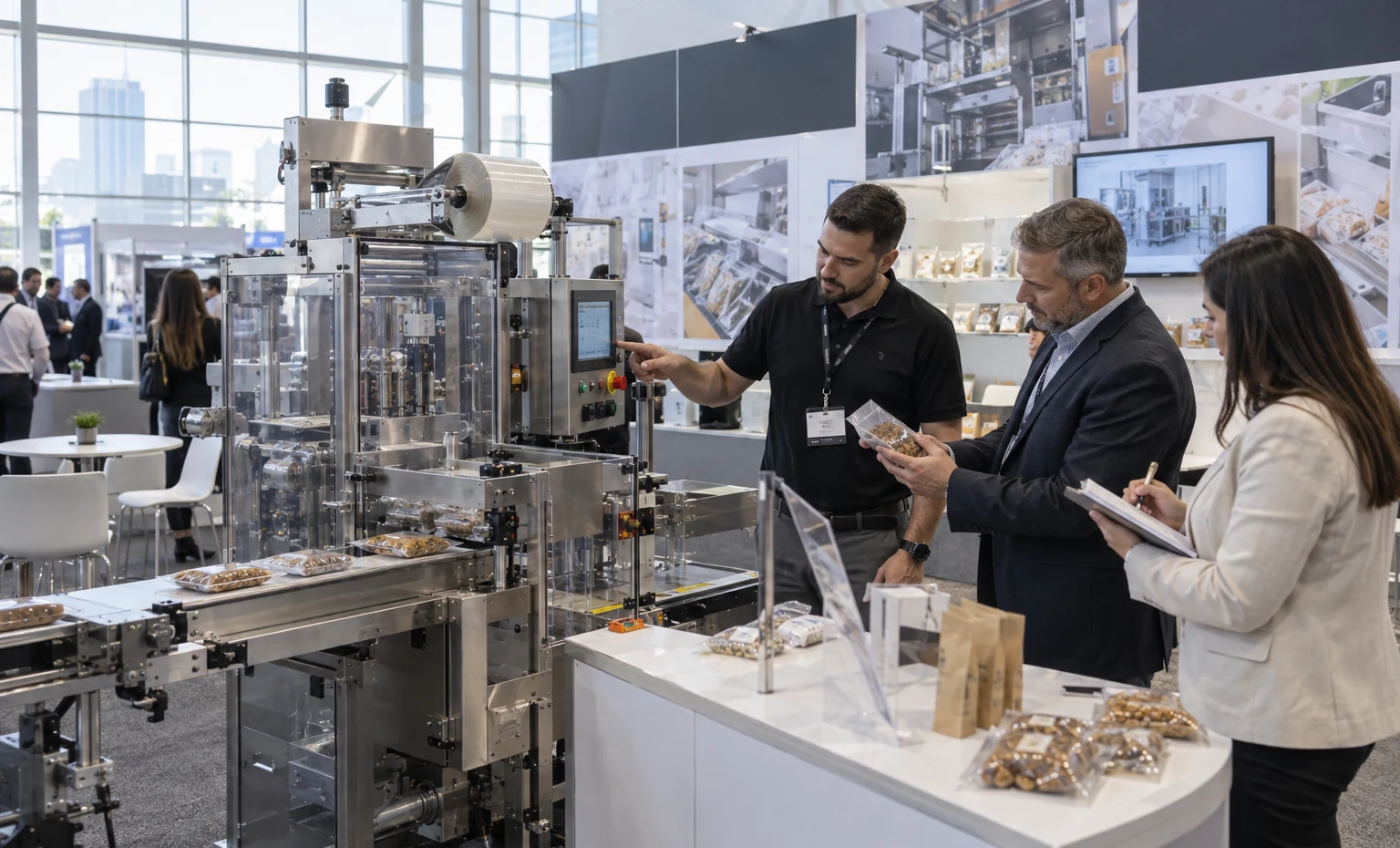 One Approved Drawing Connects the Machine and the Rental Exhibit trade show booth an interactive screen and hardware demonstration with a clear operator position