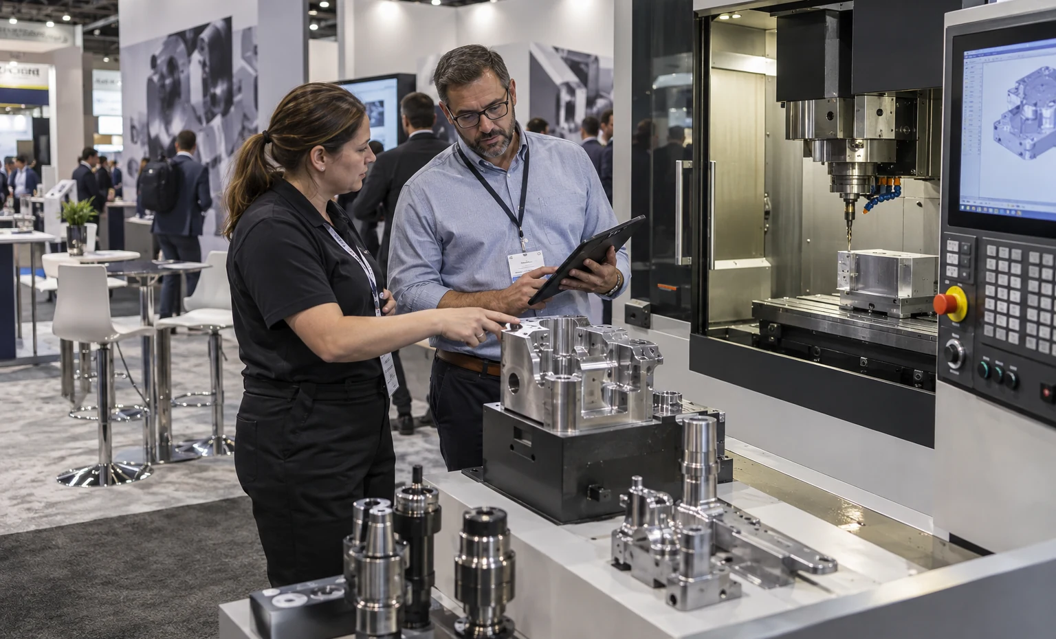 Carry the Equipment Decisions into Every Booth Asset trade show booth an interactive screen and hardware demonstration with a clear operator position