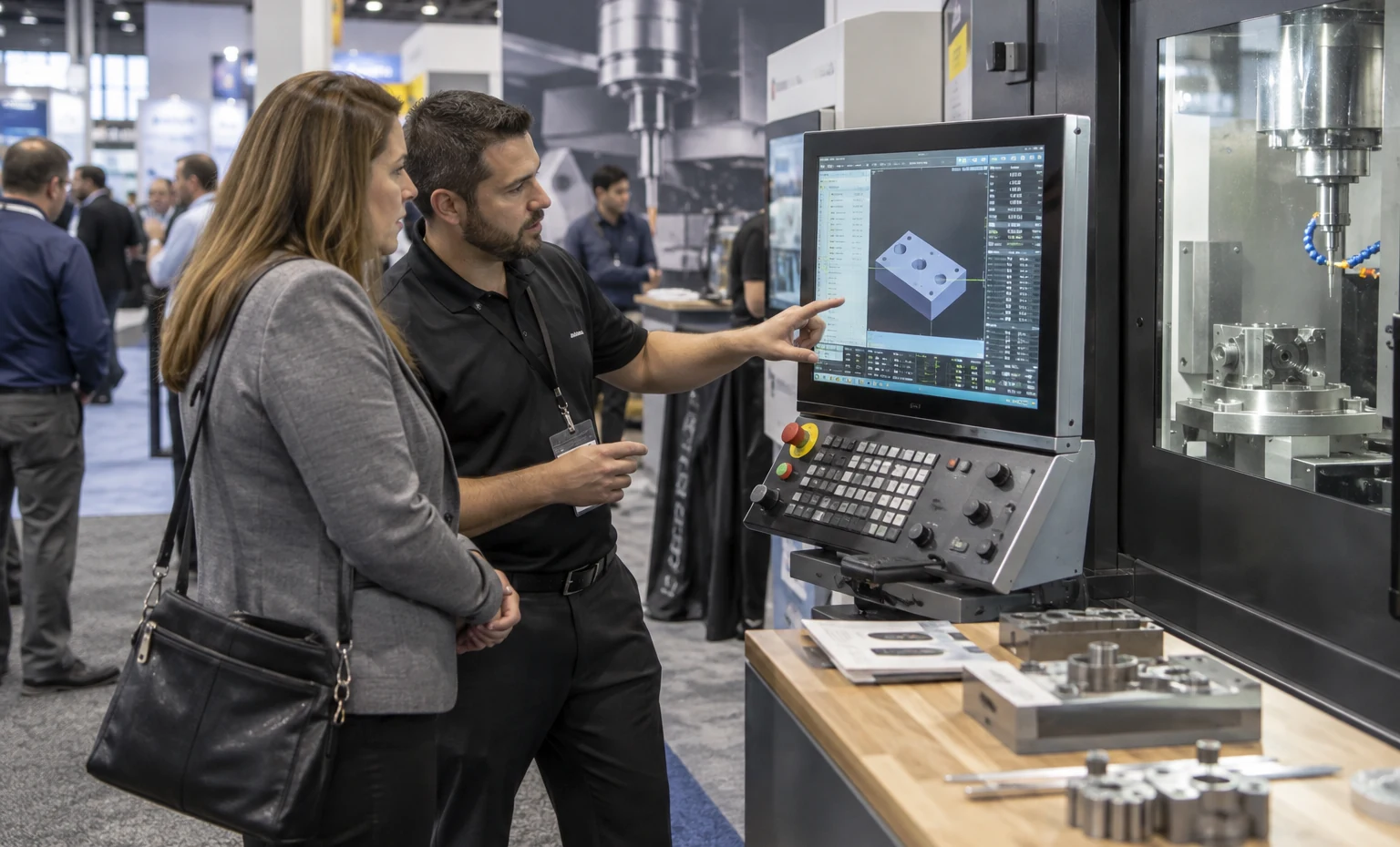 Reveal the Control trade show booth an interactive screen and hardware demonstration with a clear operator position