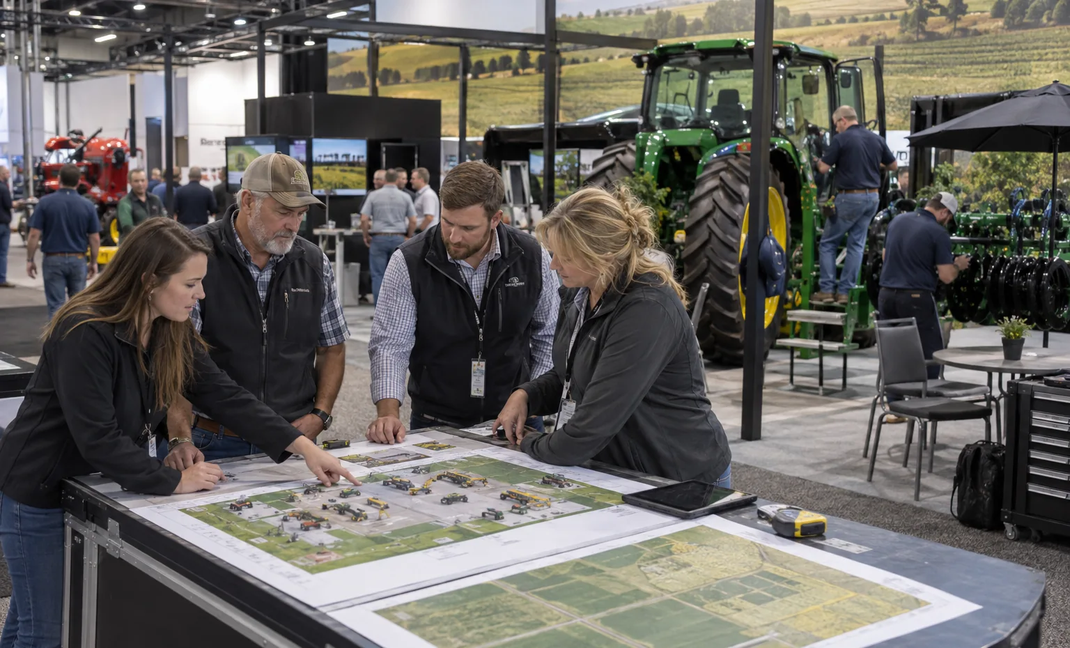 Put the Site Map and the Sales Map on the Same Plan trade show booth a full-scale equipment demonstration on a stable booth platform with service access visible