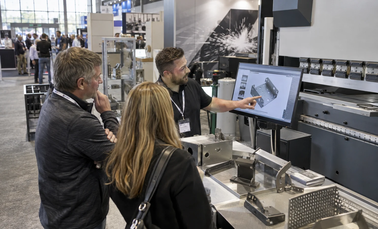 One Approved Plan from Machine Position to Packed Booth trade show booth an interactive screen and hardware demonstration with a clear operator position
