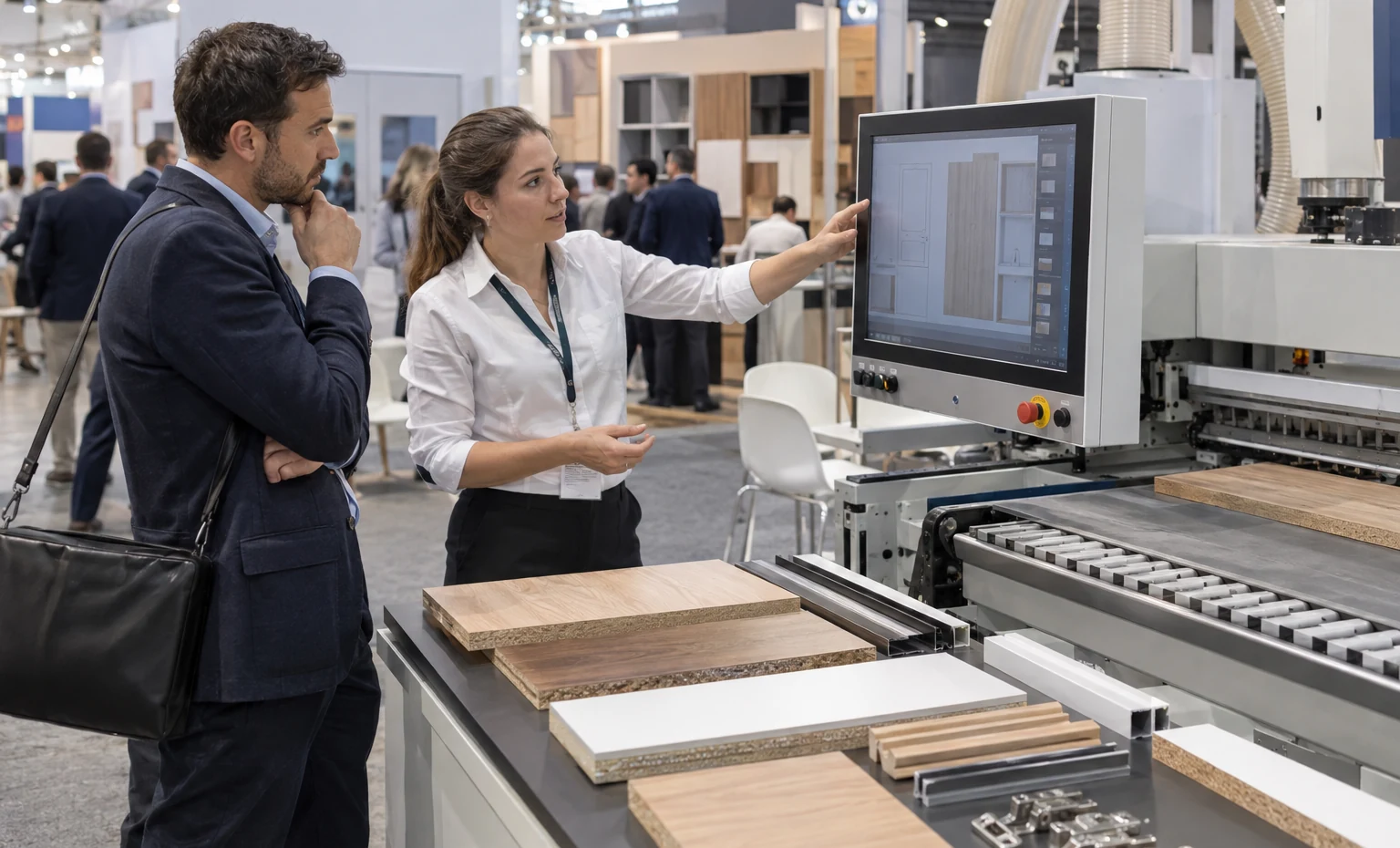 Feed trade show booth an interactive screen and hardware demonstration with a clear operator position