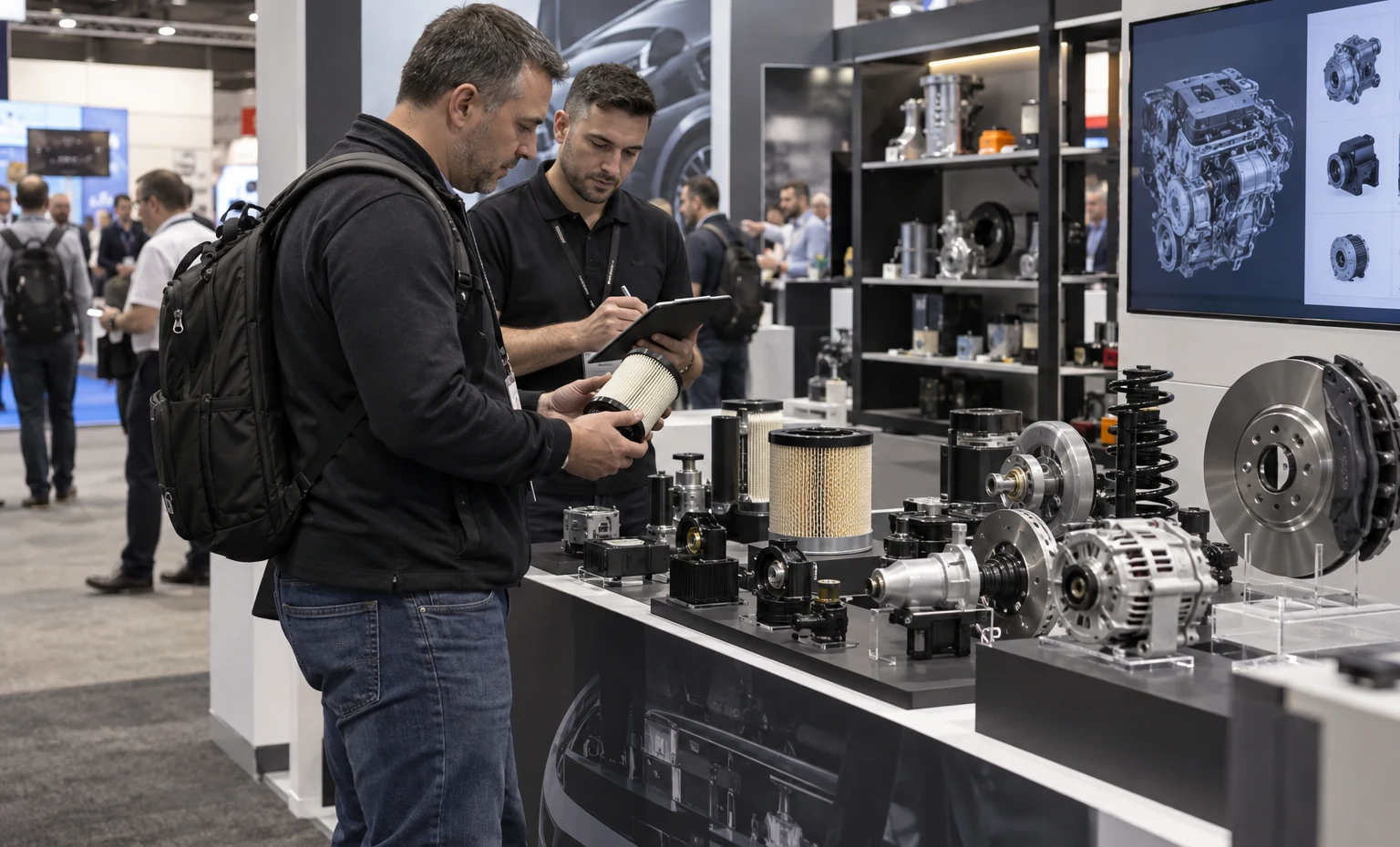 Replacement Parts and Components trade show booth an interactive screen and hardware demonstration with a clear operator position