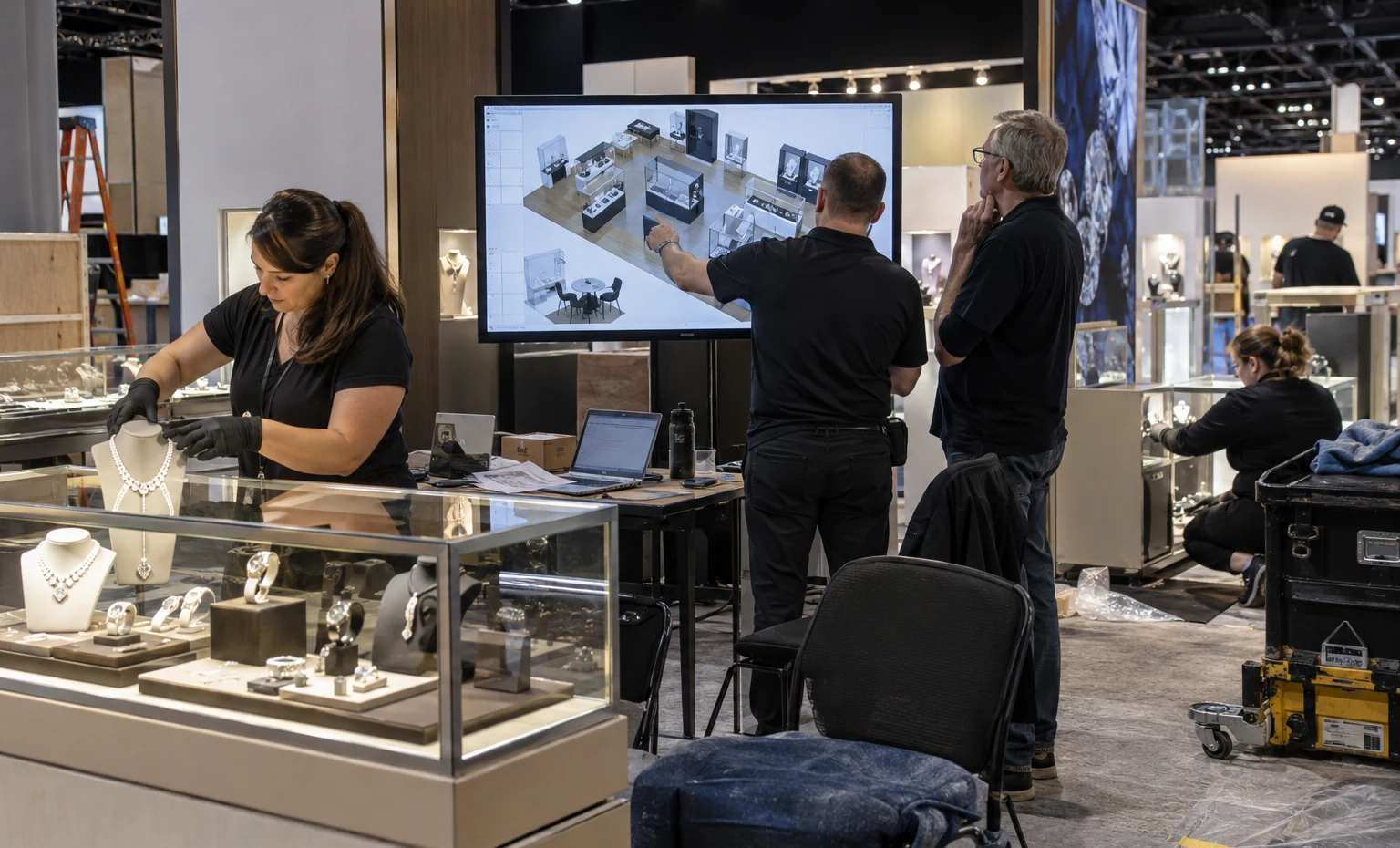 Turn the Collection Schedule into a Buildable Exhibit trade show booth an interactive screen and hardware demonstration with a clear operator position