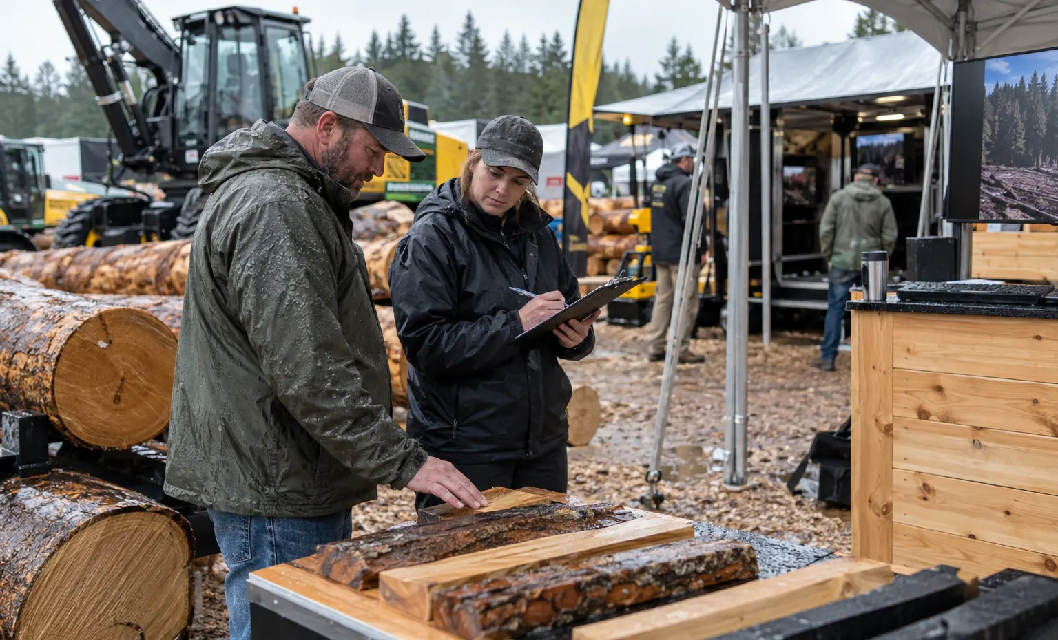 Make the Outdoor Display Work in Real Weather trade show booth a full-scale equipment demonstration on a stable booth platform with service access visible