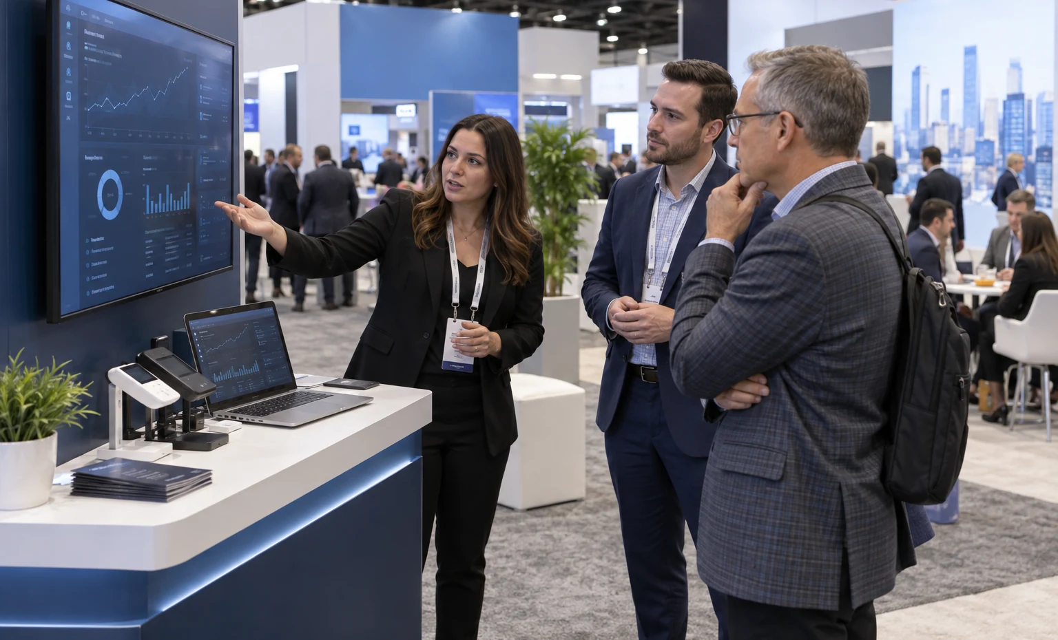 Demo Hardware and Meeting Capacity Carried into the Build trade show booth an interactive screen and hardware demonstration with a clear operator position