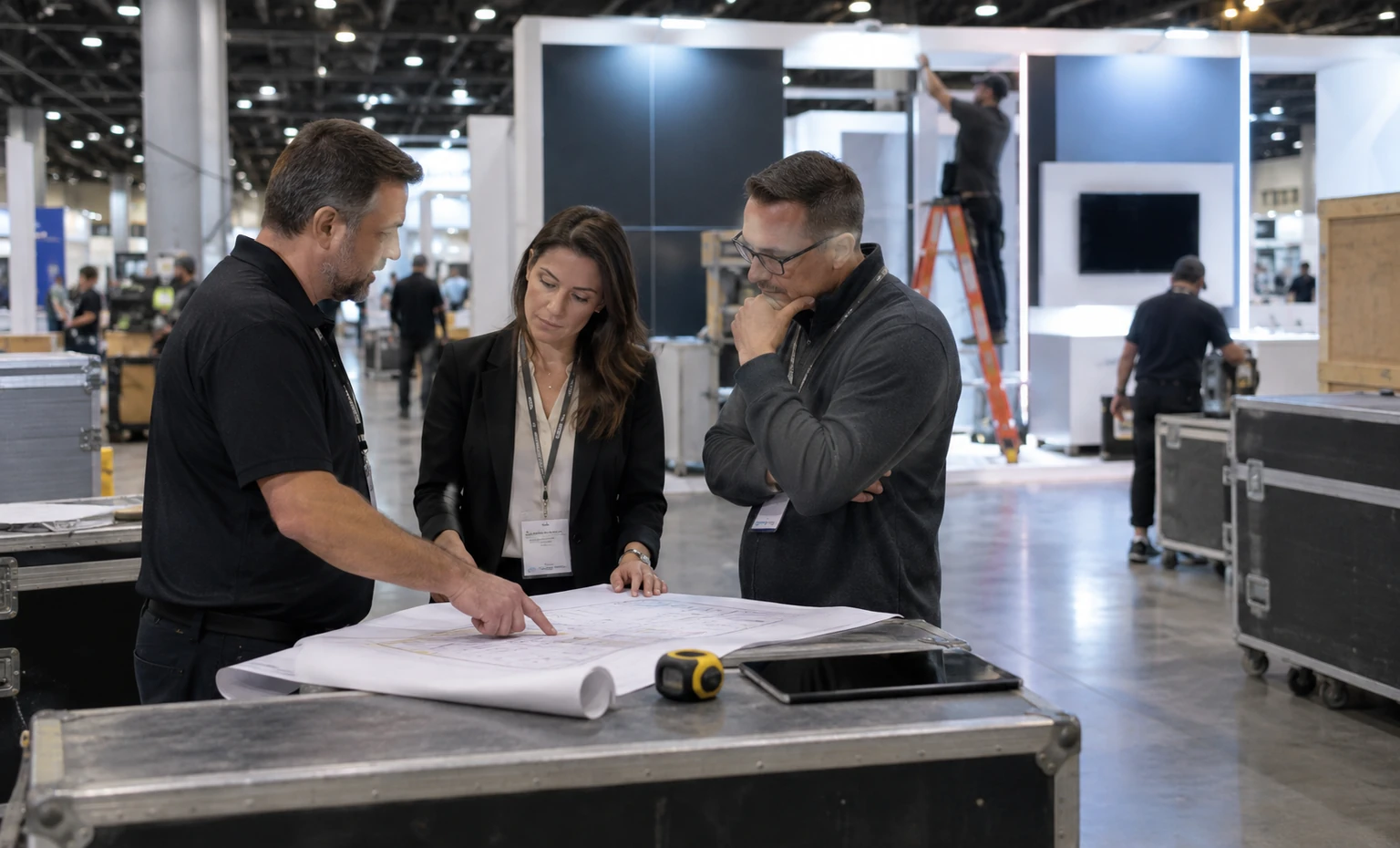mdandm-west-booth-rental vertical block trade show exhibit visual