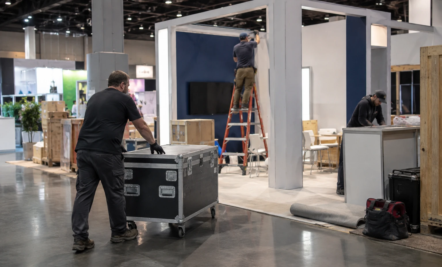 mdandm-west-booth-rental vertical block trade show exhibit visual