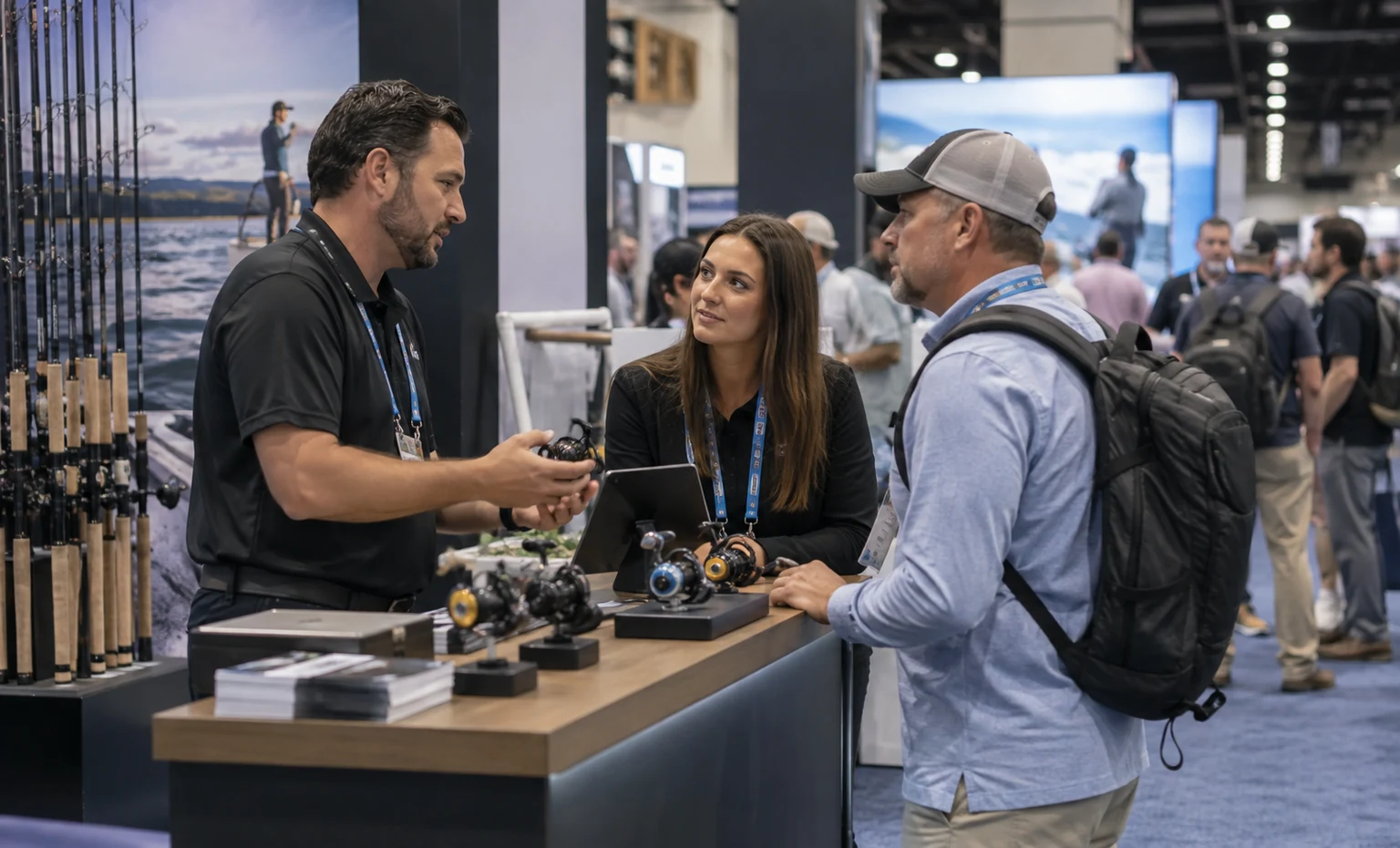 icast-booth-rental vertical product trade show exhibit visual