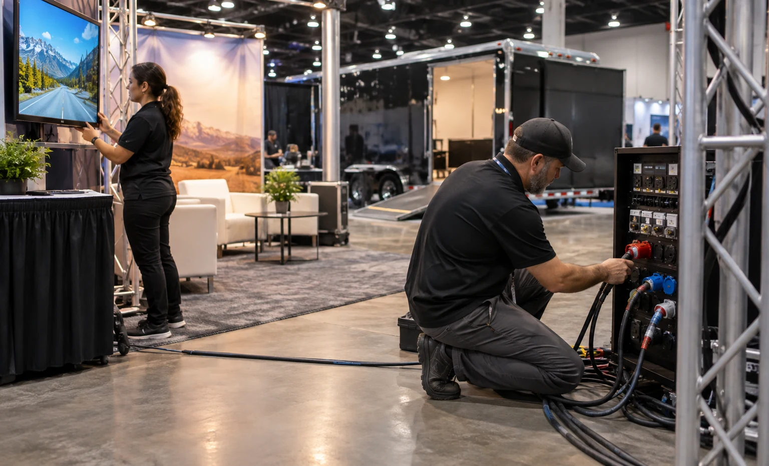 natda-trailer-show-booth-rental vertical product trade show exhibit visual