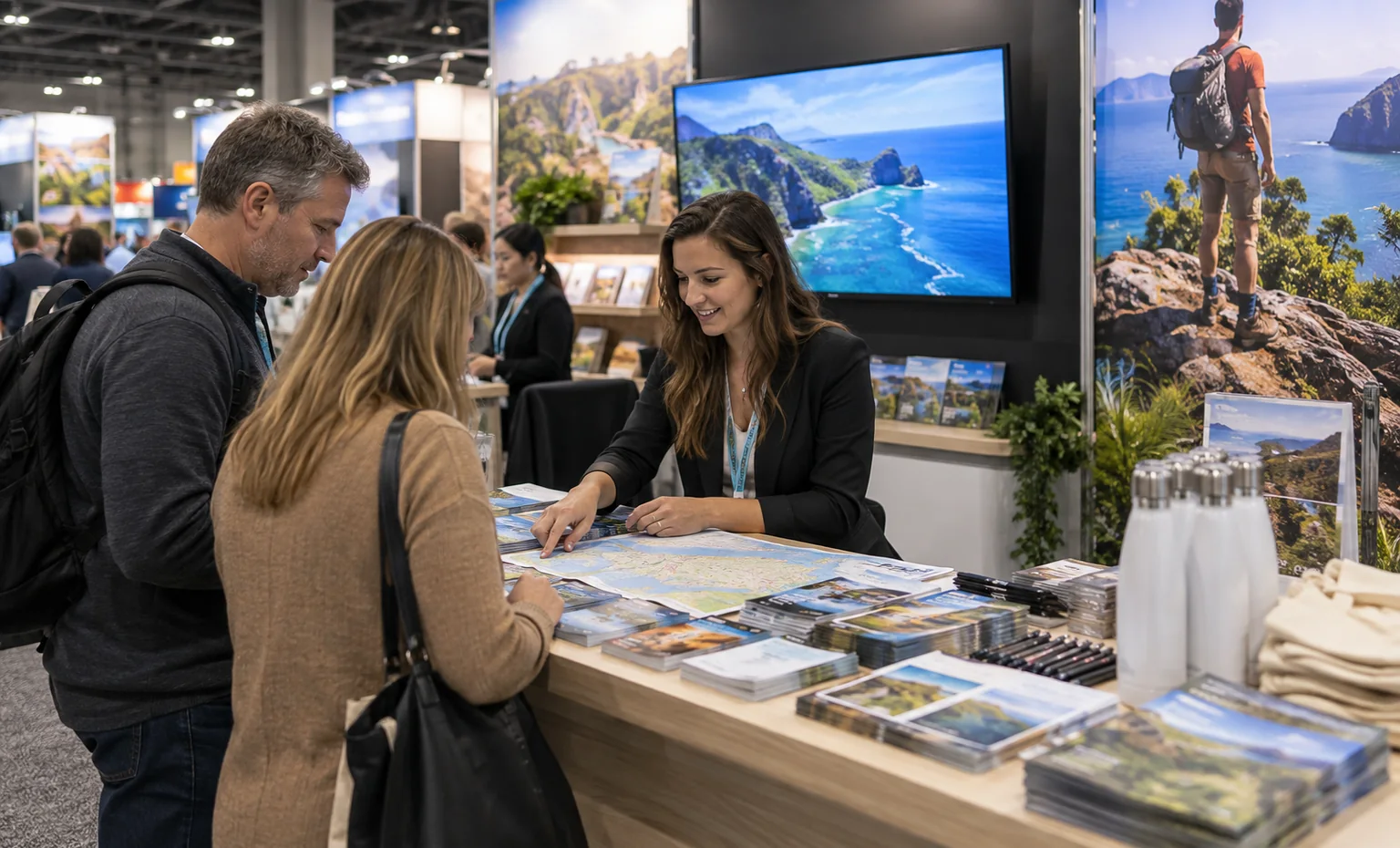 new-york-travel-and-adventure-show-booth-rental vertical product trade show exhibit visual