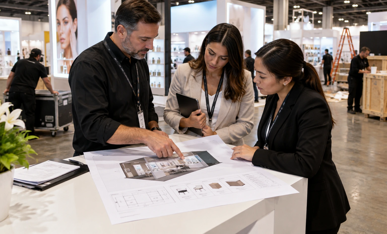cosmoprof-north-america-miami-booth-rental vertical block trade show exhibit visual
