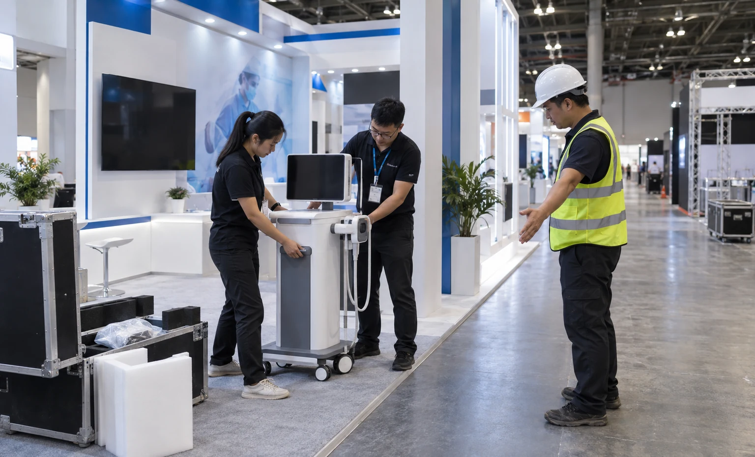 ems-world-expo-booth-rental vertical block trade show exhibit visual