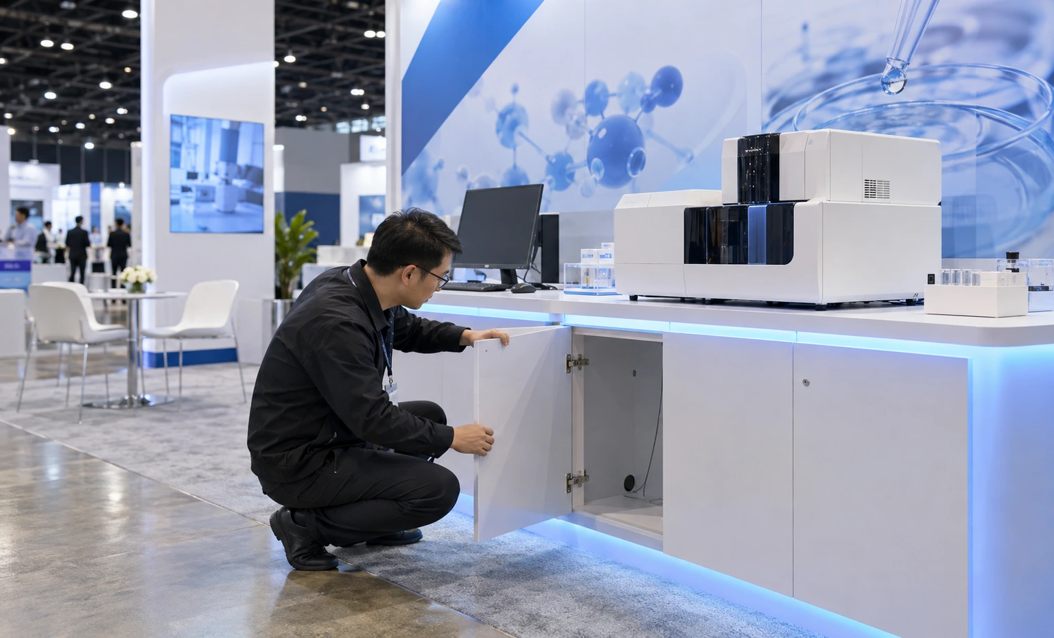 pittcon-booth-rental vertical block trade show exhibit visual