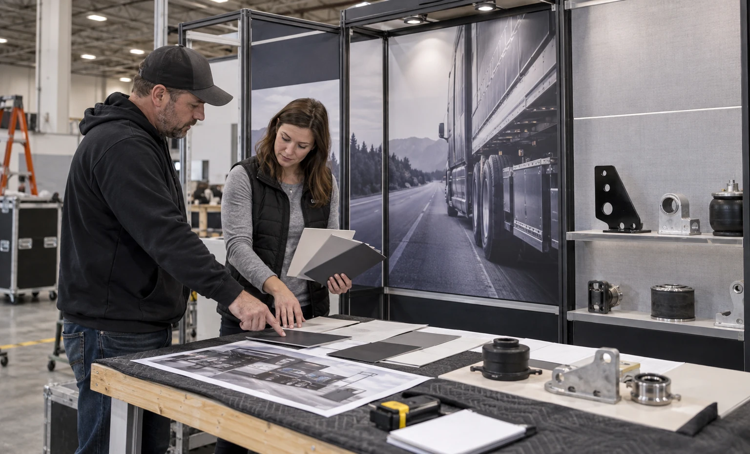 heavy-duty-aftermarket-week-booth-rental vertical block trade show exhibit visual
