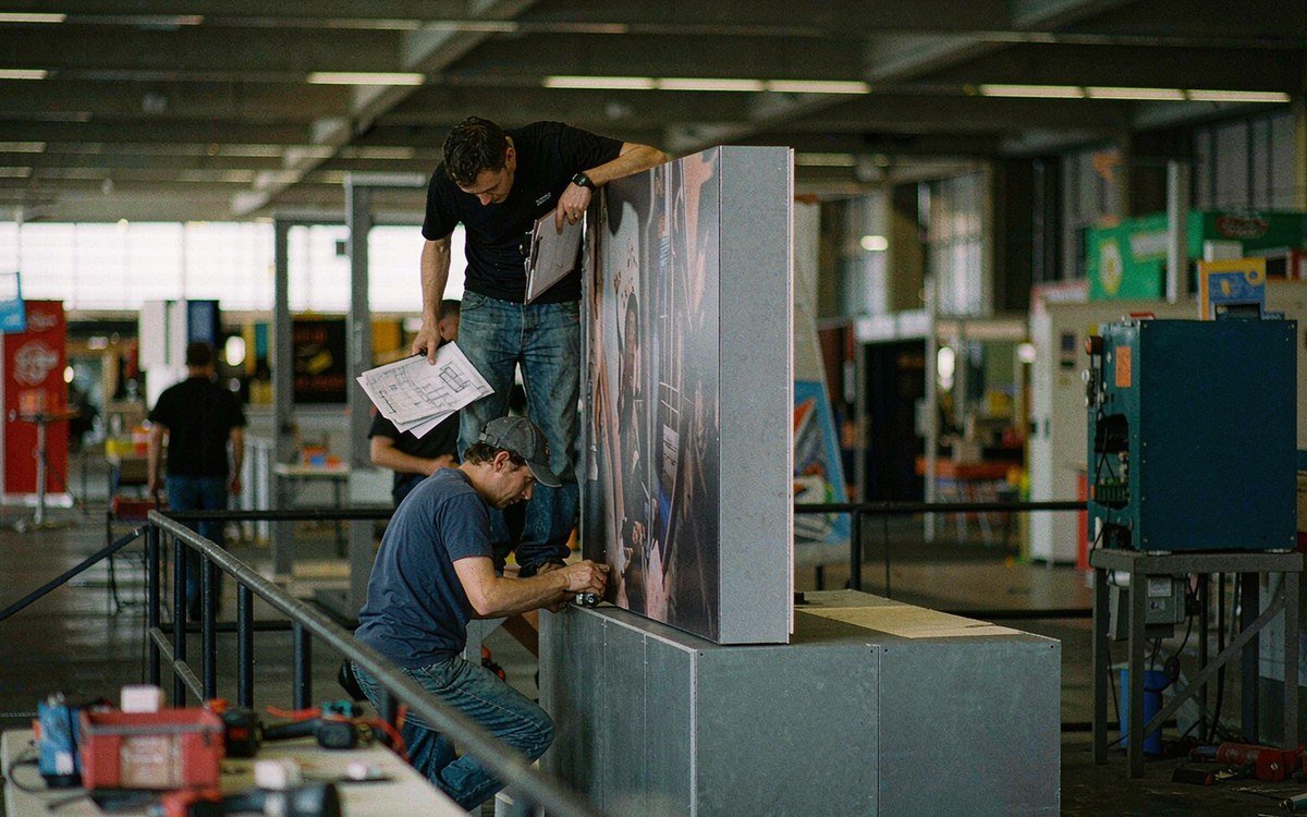 Amarillo Farm & Ranch Show booth rental – pre-show build check before the booth ships