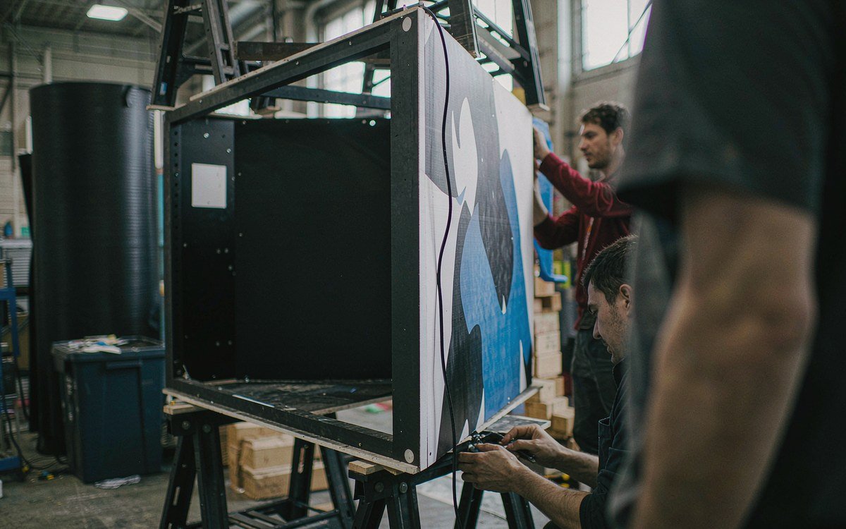 AWS re:Invent booth rental – pre-show build check before the booth ships