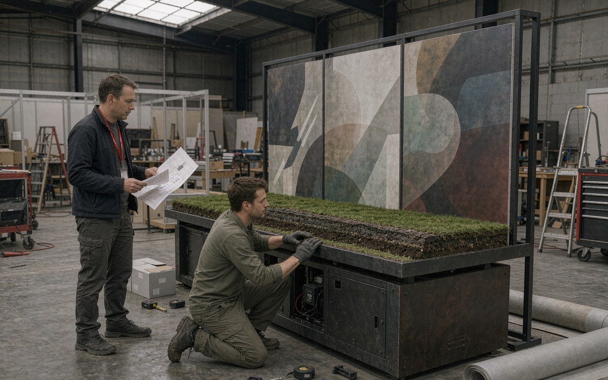 GCSAA Conference and Trade Show booth rental – pre-show build check before the booth ships