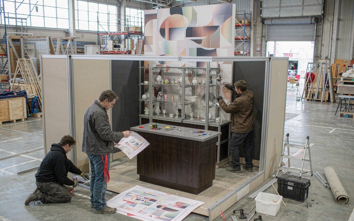 Las Vegas Souvenir & Resort Gift Show booth rental – pre-show build check before the booth ships