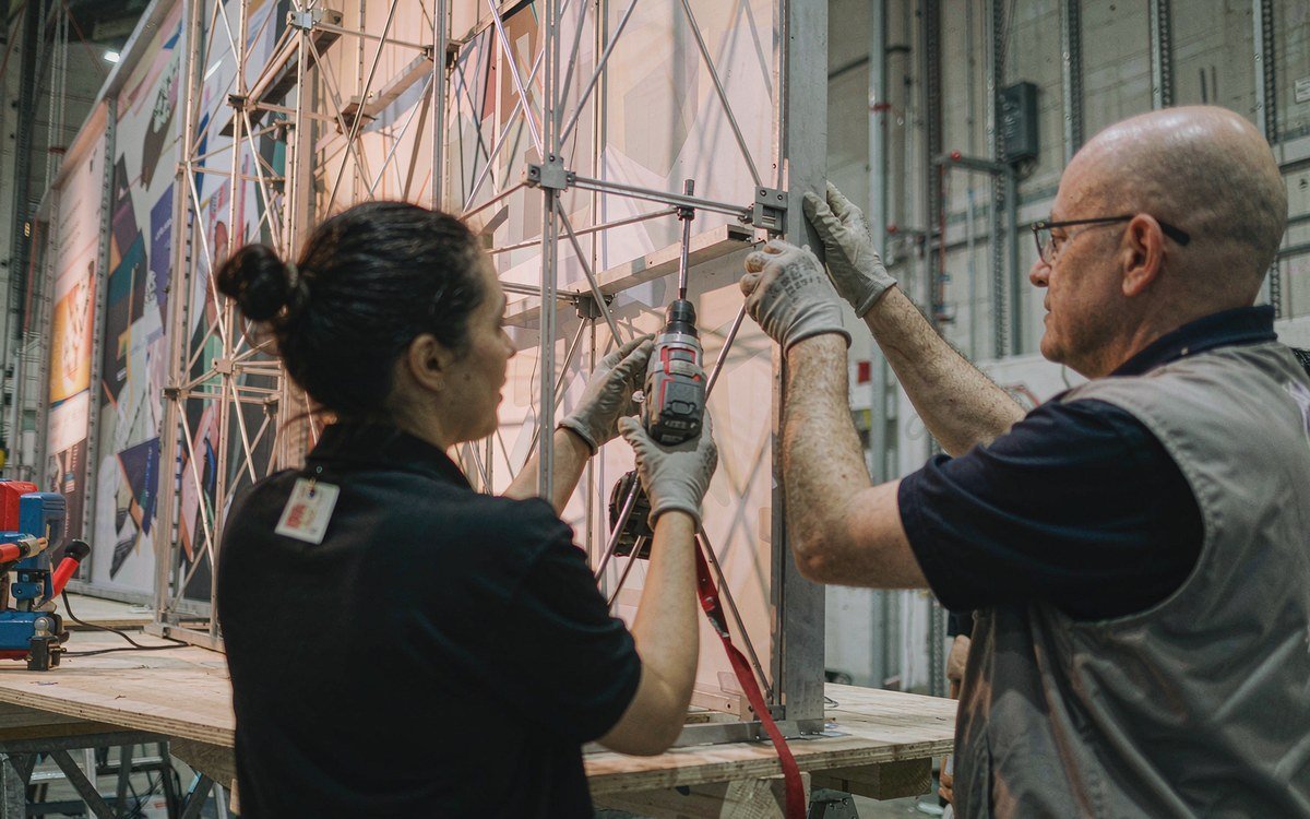 LDI booth rental – pre-show build check before the booth ships