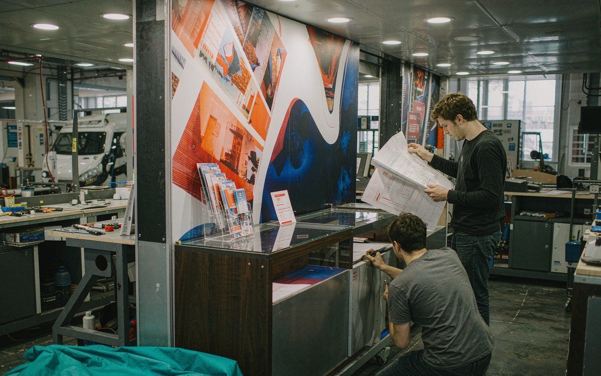 Los Angeles Travel and Adventure Show booth rental – pre-show build check before the booth ships