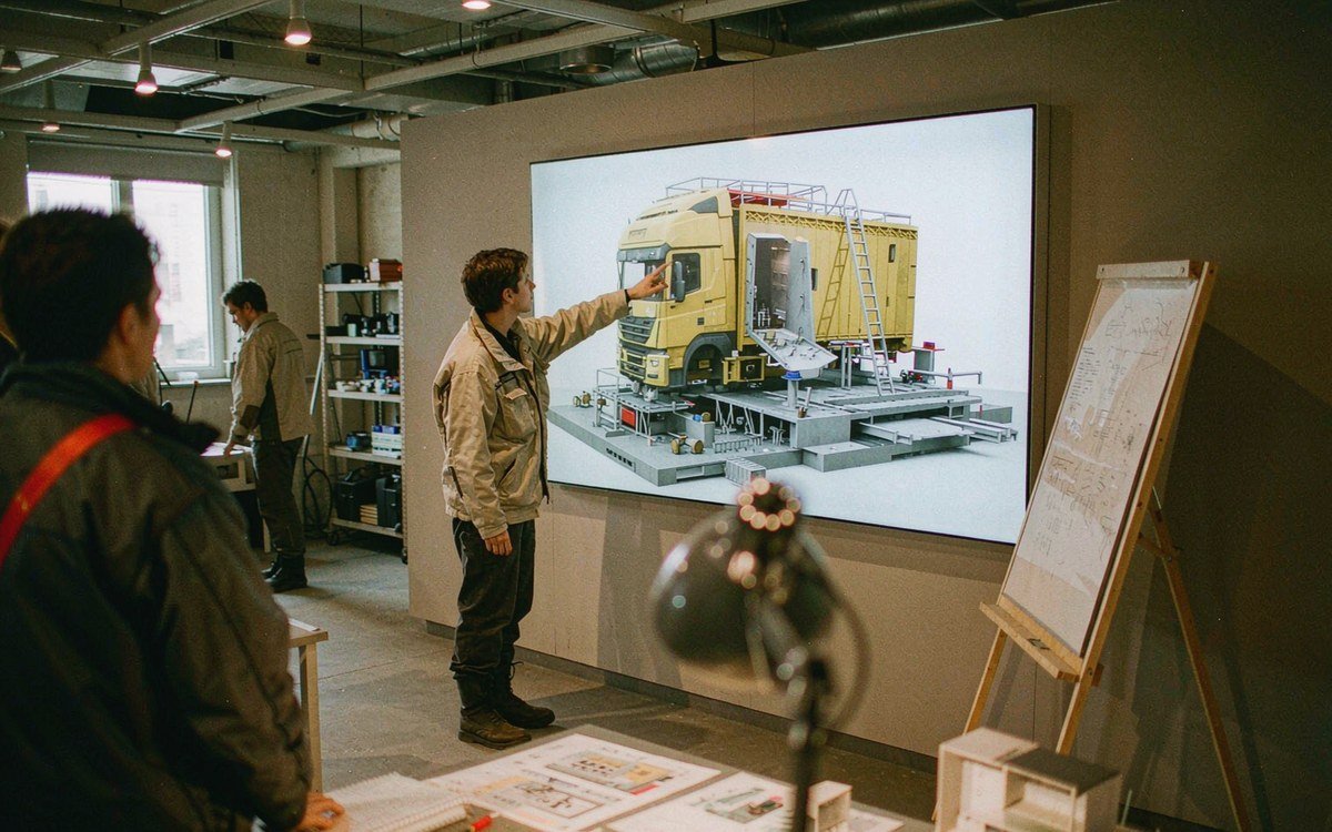 Mid-West Truck and Trailer Show booth rental – exhibit design review with the project manager