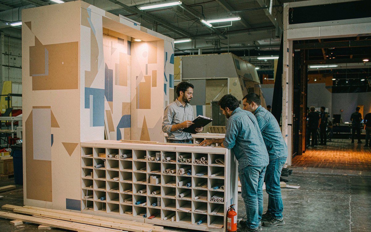 National Hardware Show booth rental – pre-show build check before the booth ships