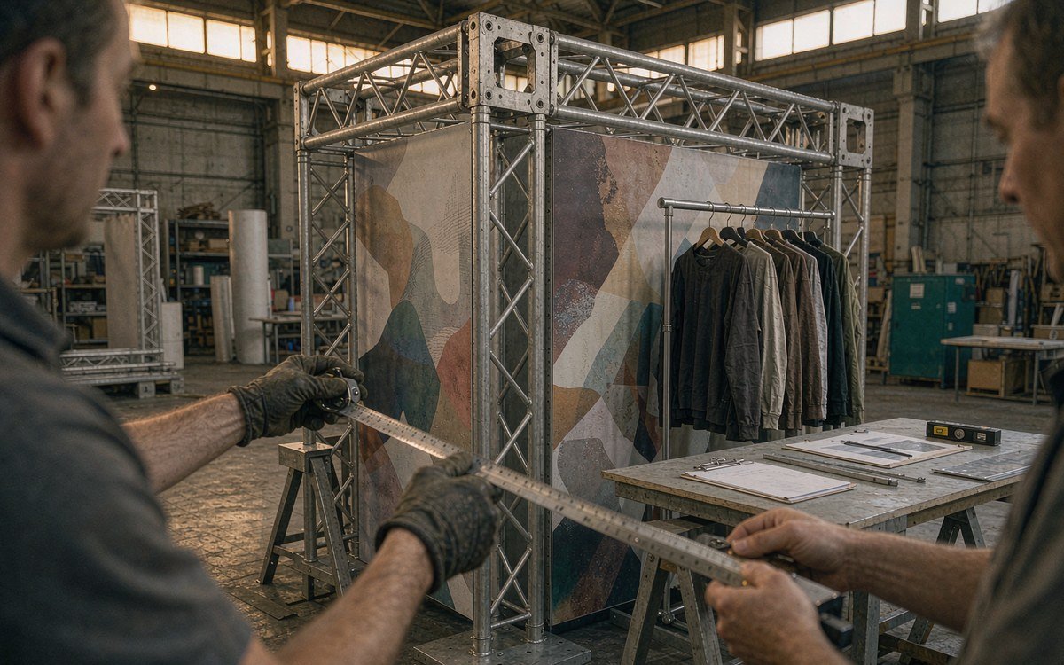 OFFPRICE booth rental – pre-show build check before the booth ships