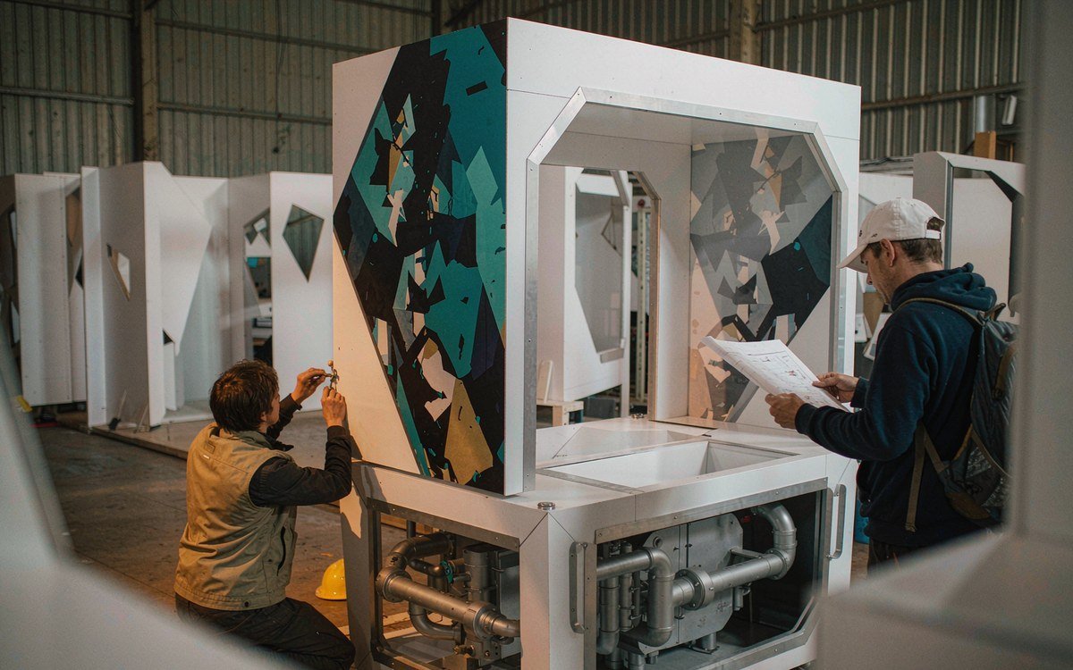 POWERGEN International booth rental – pre-show build check before the booth ships
