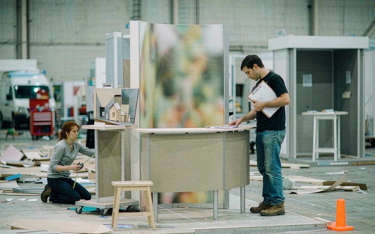 Thomas P. Hinman Dental Meeting booth rental – pre-show build check before the booth ships
