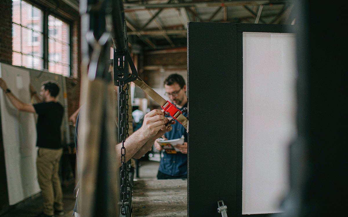 TMEA Clinic/Convention booth rental – pre-show build check before the booth ships