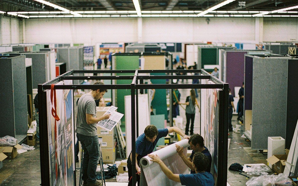 Washington DC Travel & Adventure Show booth rental – pre-show build check before the booth ships