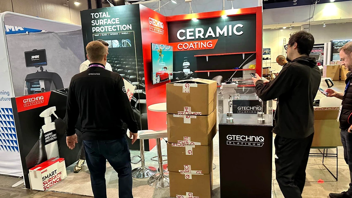 Exhibitor team preparing for a trade show in Anaheim