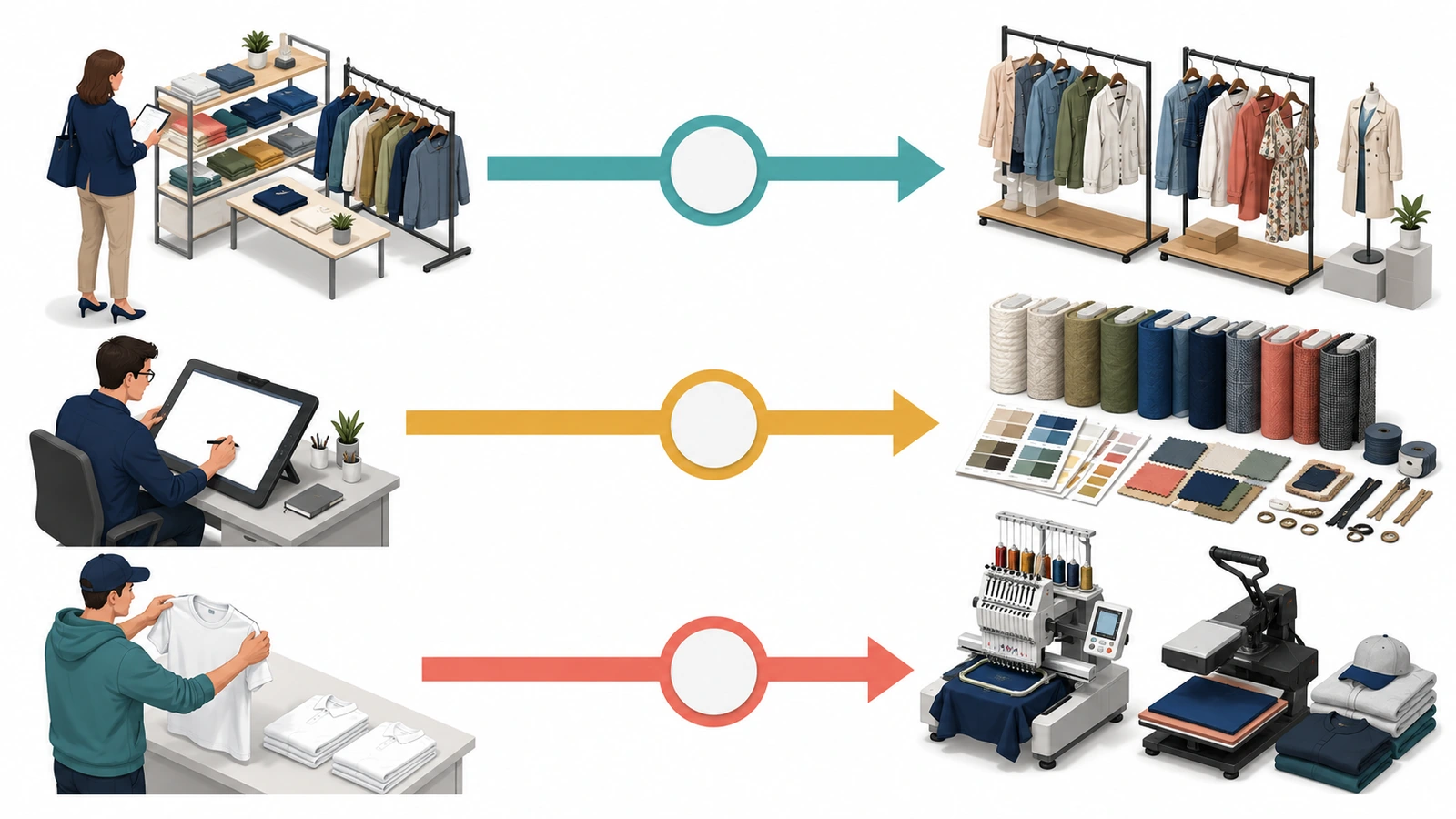 Buyer pathways for apparel sourcing, retail, brand and decoration trade shows