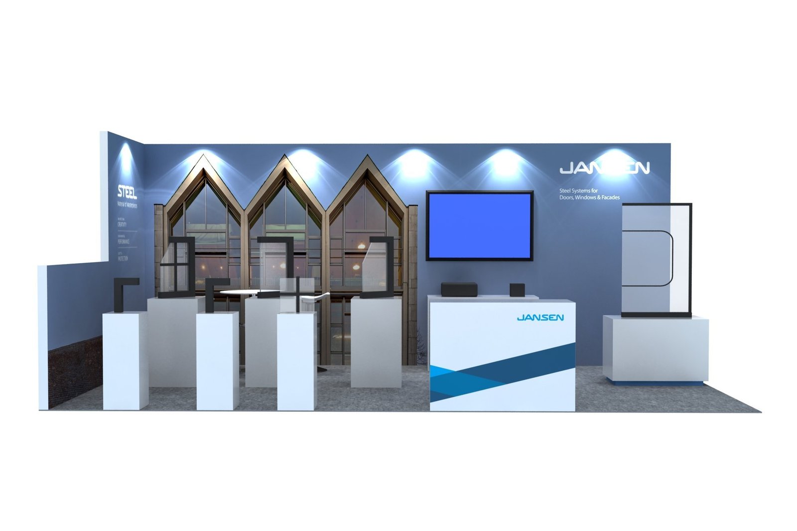 Jansen 10'x20 trade show booth at GLASSBUILD 2024